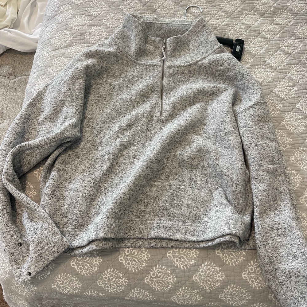 Fabletics Gray Quarter-Zip Sweatshirt